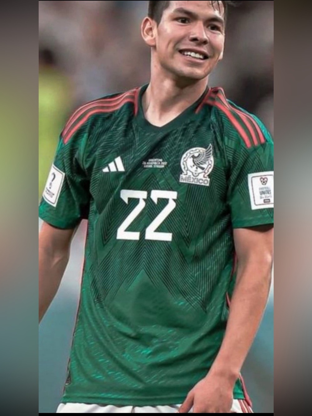 Adidas Mexico vs Poland Lozano Match Issue World Cup Qatar 2022 Jersey Large